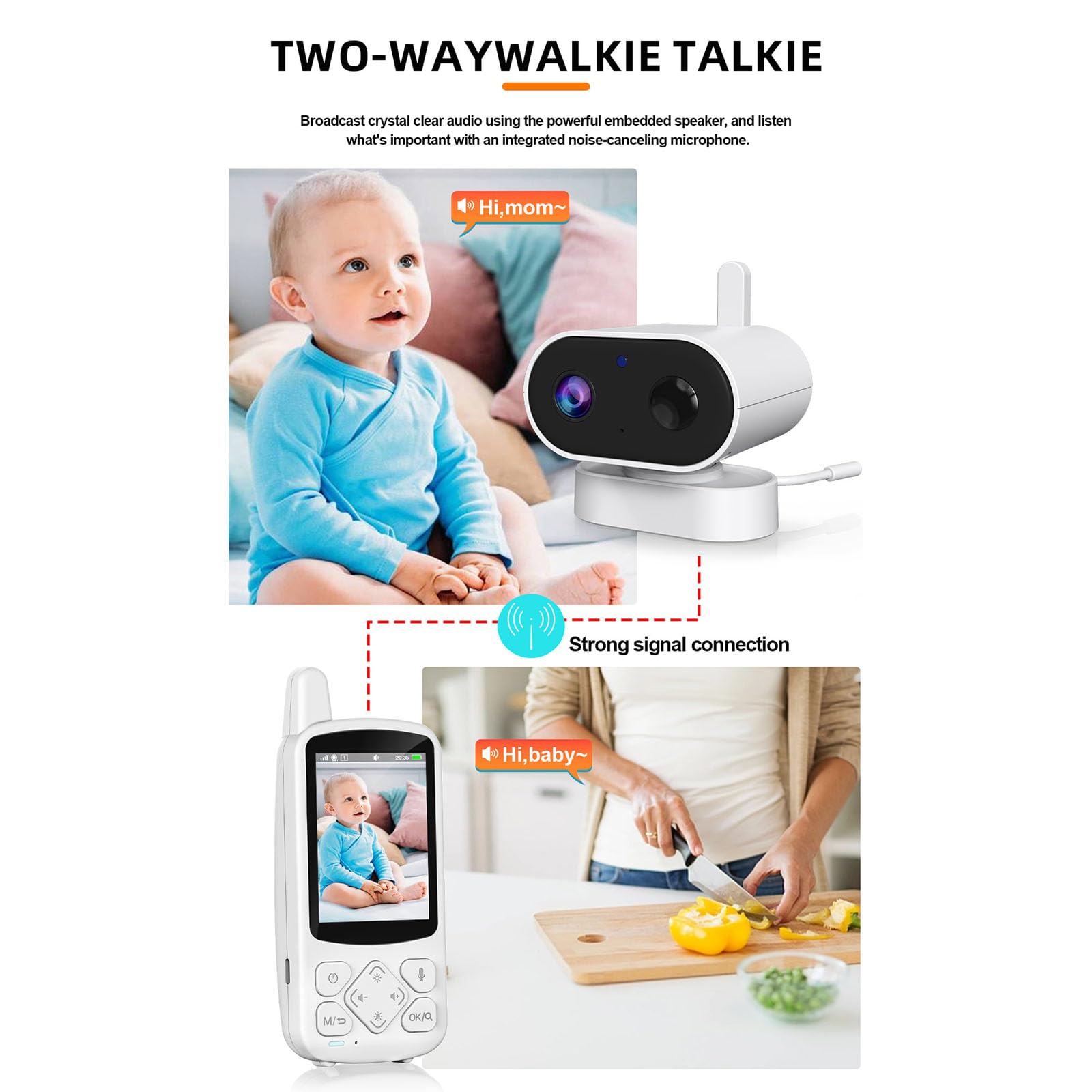 Moniteur vidéo pour bébé avec écran 2,8" et unité parentale portative