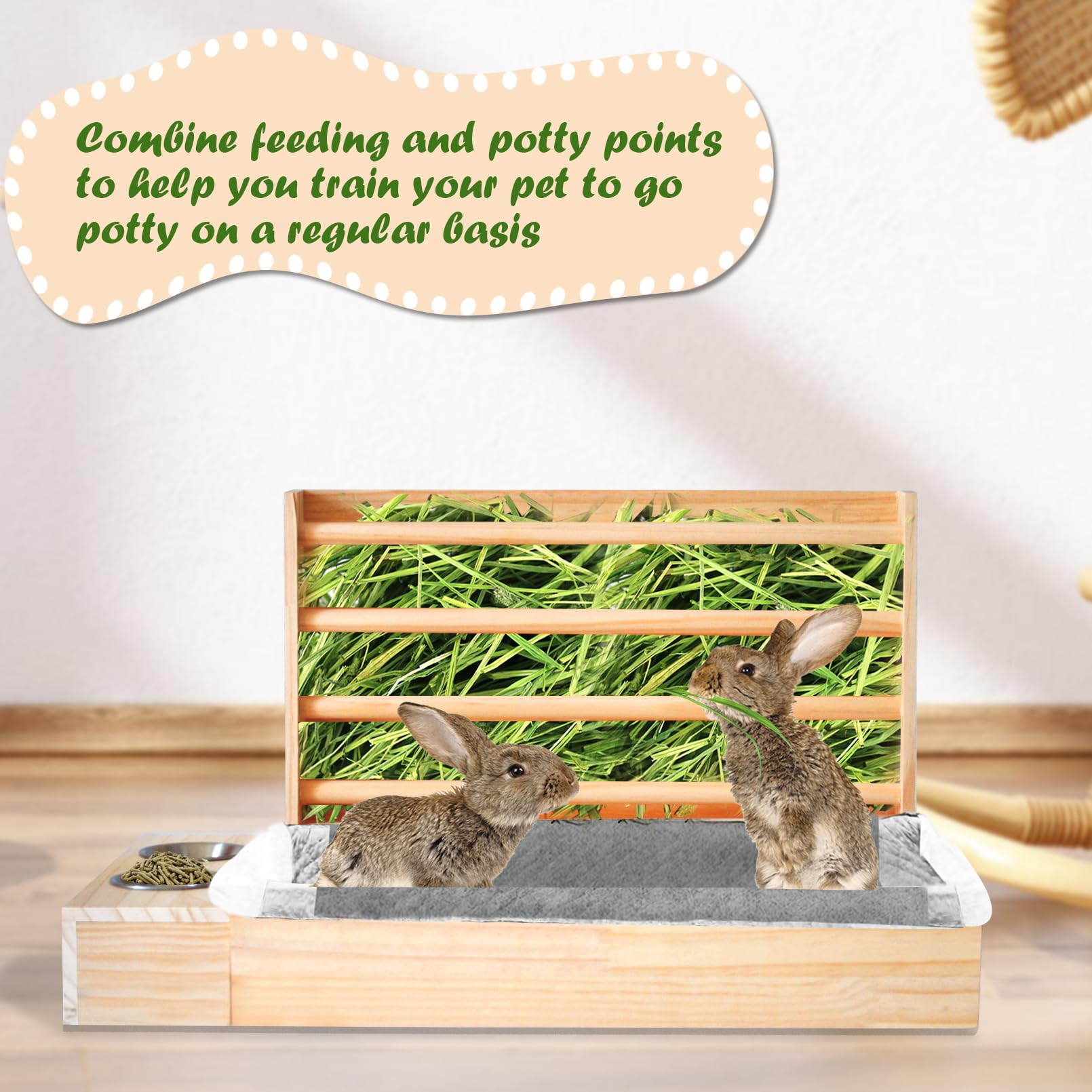 Hay Feeder Guinea Pig Food In Rabbit Litter Box With And Bowls