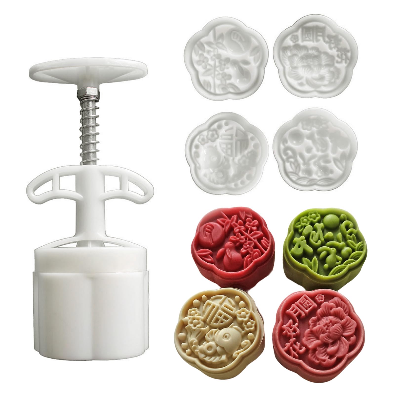 HapGlan 3D Flower Pattern Dessert Molds MidAutumn Festival Dessert Maker Cookie Stamp Hand Pressure Dessert Baking Tool