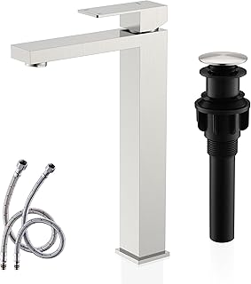 KENES Brushed Nickel Vessel Sink Facuet Single Handle Tall Bathroom Sink Faucet Vanity Bathroom