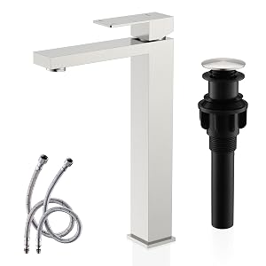KENES Brushed Nickel Vessel Sink Facuet Single Handle Tall Bathroom Sink Faucet Vanity Bathroom Faucet Basin Mixer Tap