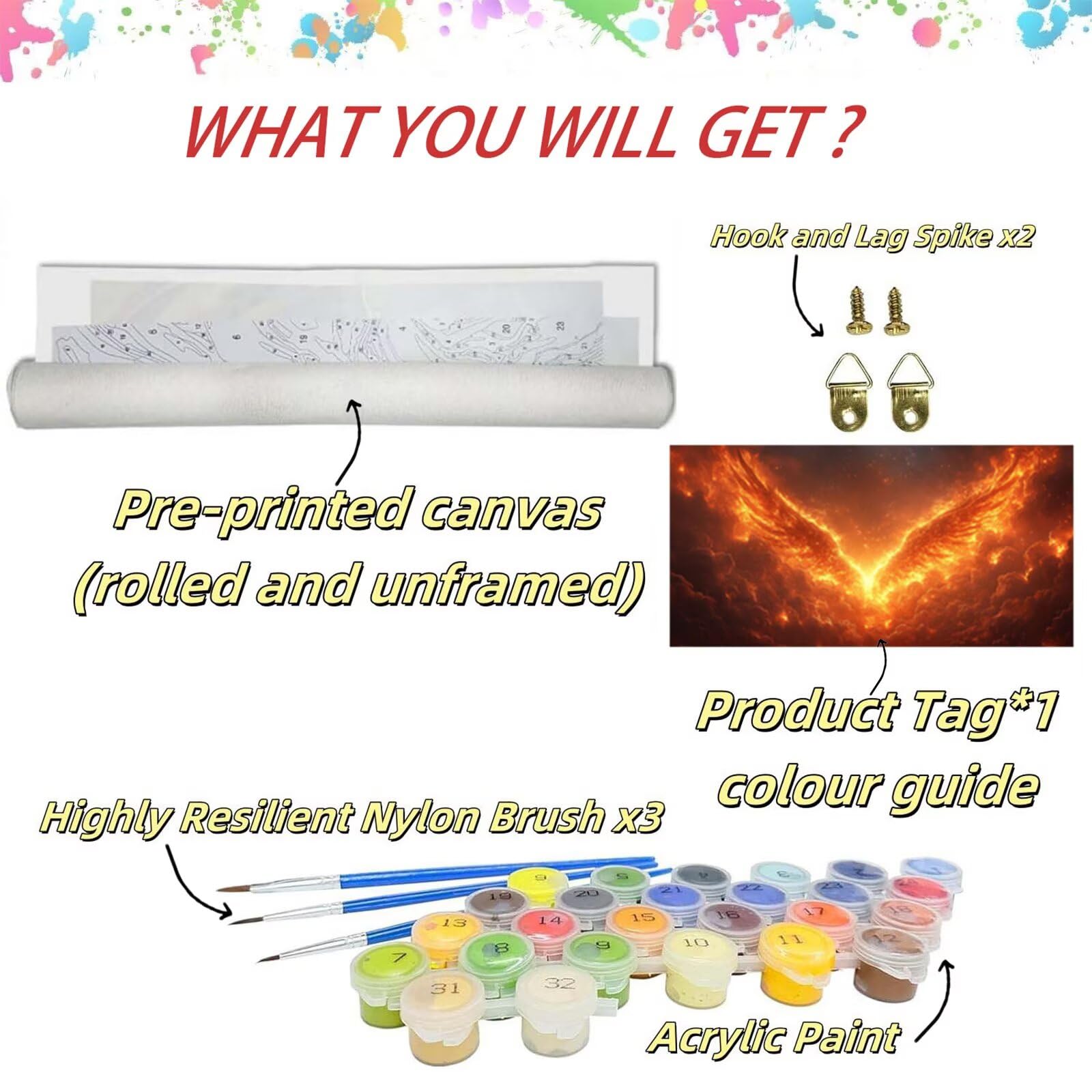 Malowanie po numerach Feniks Paint według numerów hobby dla dorosłych fantasy malowanie według numerów pełny zestaw, DIY hobby kreatywne pędzle akrylowe rysunek wystrój domu 60 x 120 cm G8-137