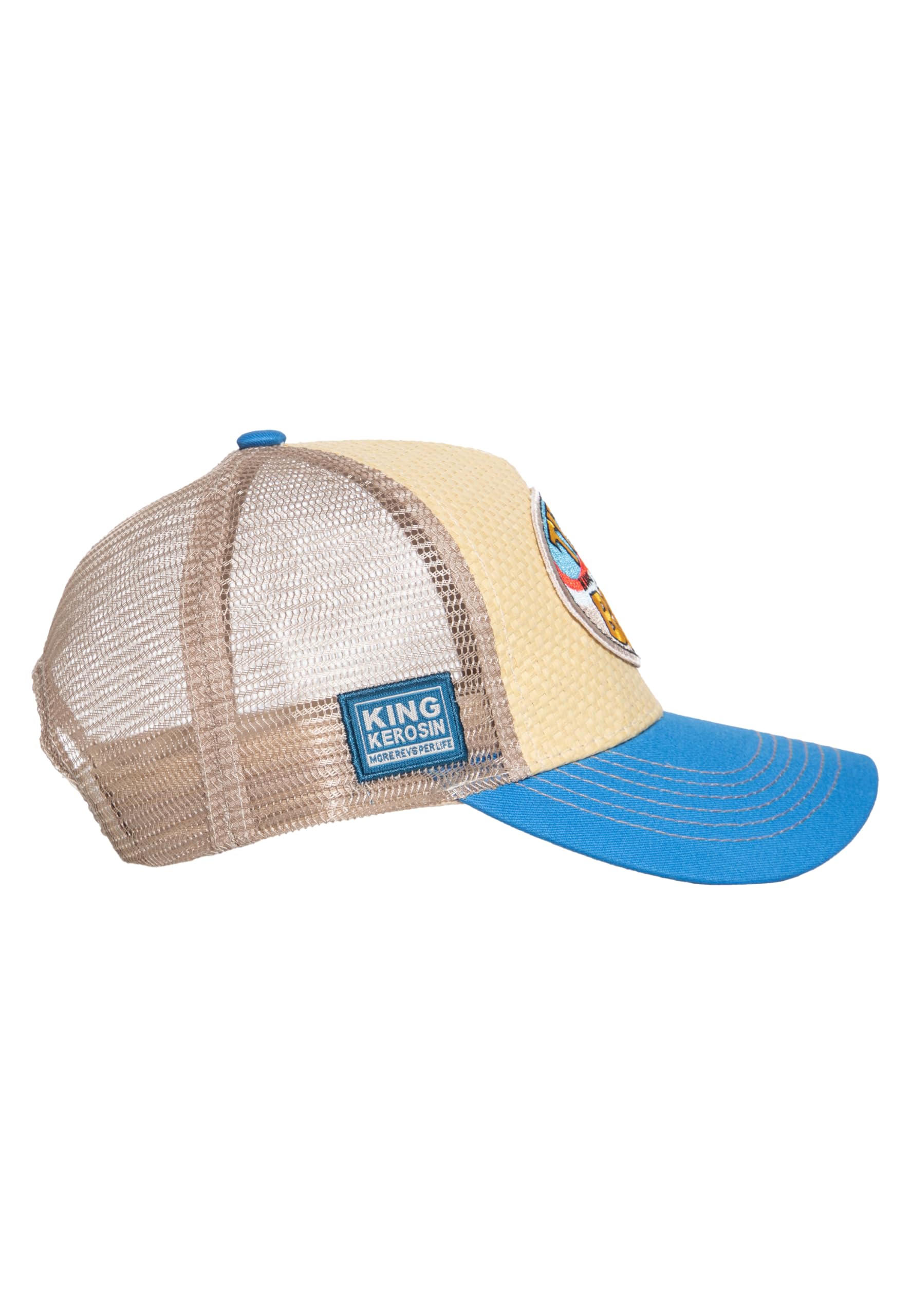 King Kerosin Cappellino da uomo per camionista | paglia, berretto | beer | estate, vintage, 70S | mesh | Hawaii | Patch Titties & Beer