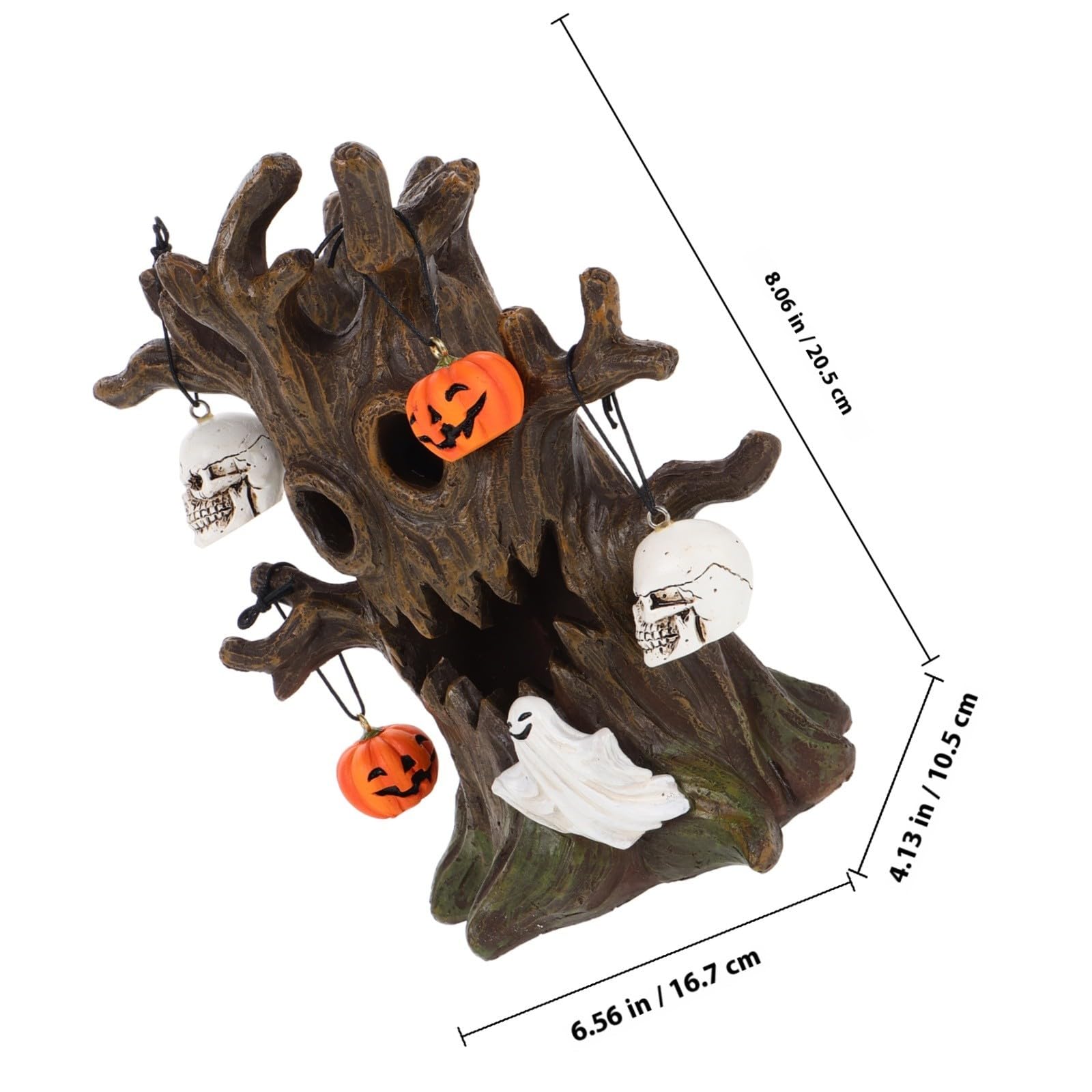 Kichvoe Decorazione di Halloween in Resina Teschio, Zucca e Albero Luminoso, Atmosfera Spettrale la Casa, per Addobbi Festivi Interni e Tavoli