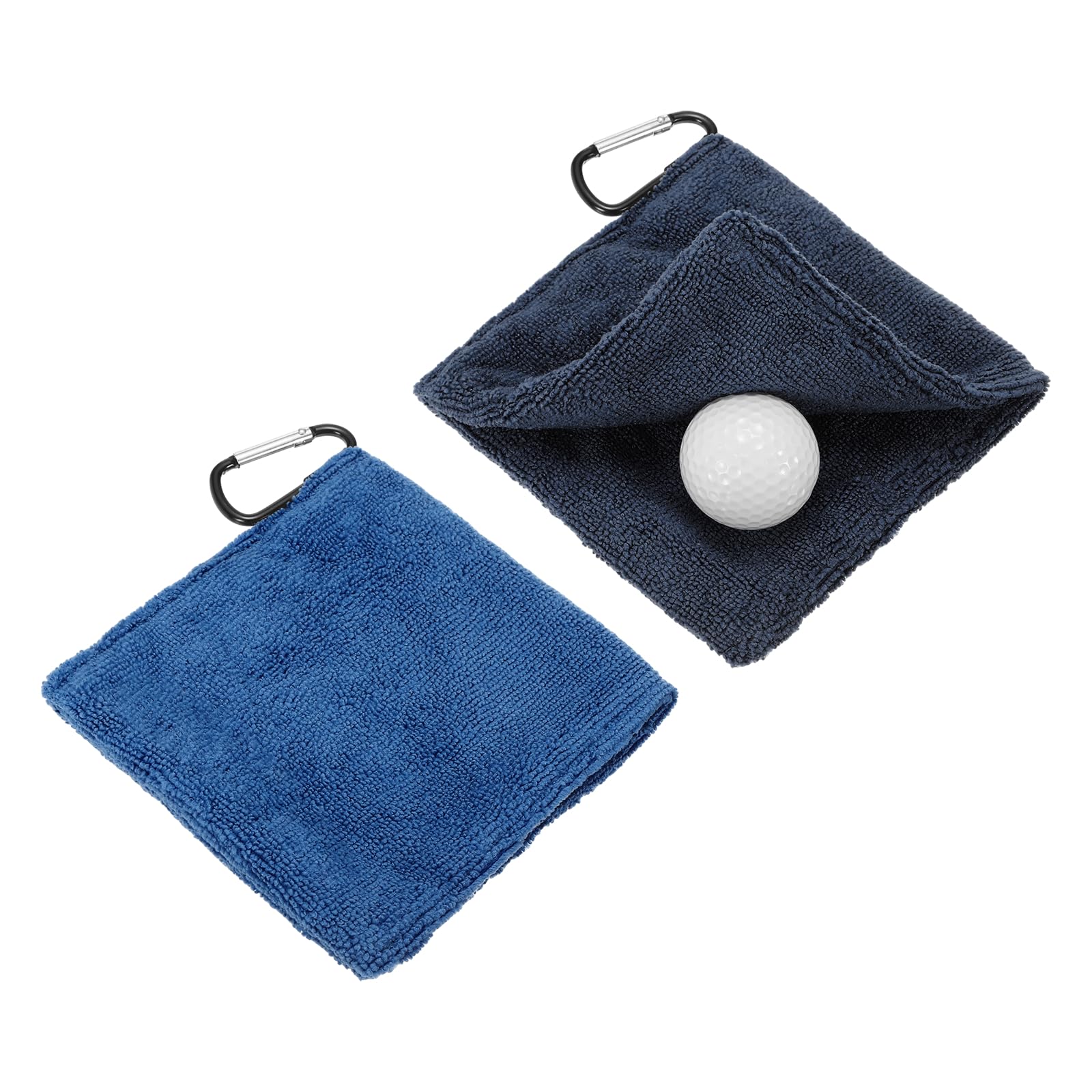YELARXI Small Microfiber Golf Towel, Pocket Golf Ball Towel with Clip Fitting For (Bags/Carts/Clubs-Cleaning Accessories-Men/Women) 6 Inch & 2 Pack & Black Blue/Dark Blue