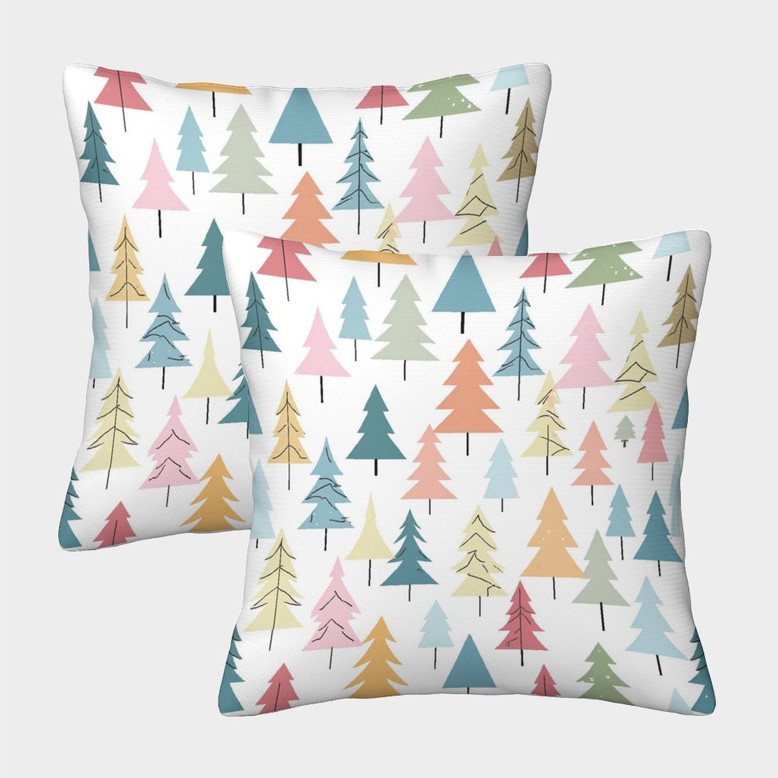 QFVANSIYO Stylish Forest Design 3D Printed Microfiber Pillowcase Bedroom Decor Multicolor Tree Pillow Cover for Home 40x40cm