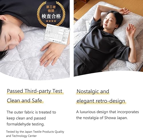 Miniatura 6 de EMOOR Colchón de futón acolchado japonés DONSU Full Gris claro, patrón tradicional plegable piso cama de invitados Tatami