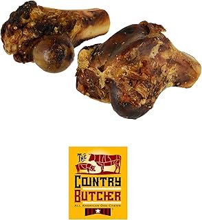 THE COUNTRY BUTCHER Porky Knuckles - Bones for Dogs, Natural Chews for Small Breeds, Tough Long Lasting Dog Chew Toy, Promotes Dental Health for Light Chewers, Made in the USA, 4 Count