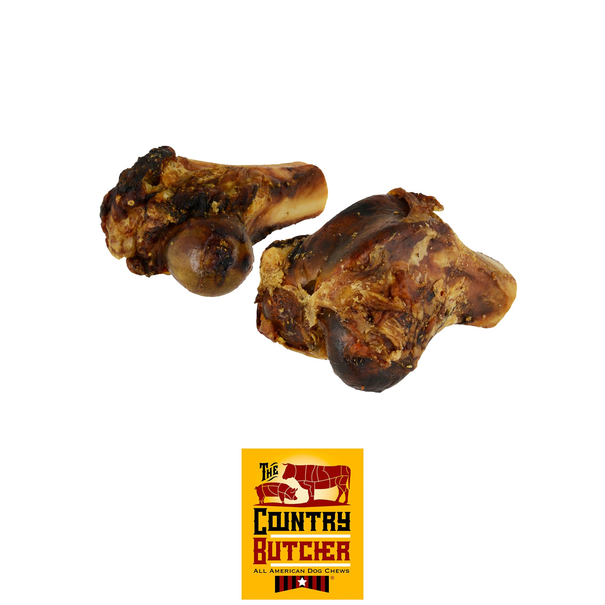 Pork Knuckle Dog Bones for Small to Medium Breed Dog Treat, Natural, Tough, Chew Toy, Made in The USA, 4 Count