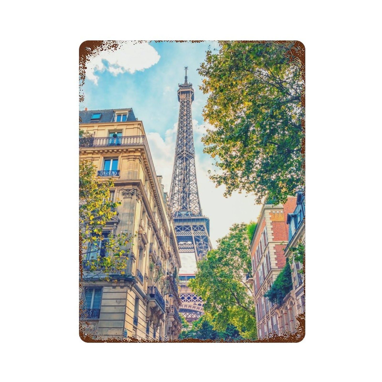 Street View 15.7"x11.8" Vintage Rust Metal Sign, Shabby Chic Decor for Garage, Bar And Workshop Decor