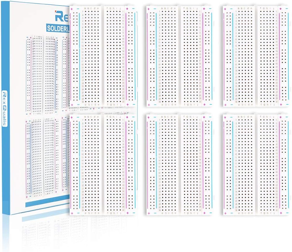 REXQualis 6PCS Small Breadborad 400 Point Solderless Breadboards for Proto Shield Distribution Connecting Blocks