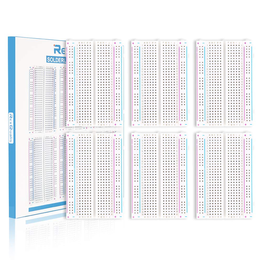 REXQualis 6PCS Small Breadborad 400 Point Solderless Breadboards for Proto Shield Distribution Connecting Blocks