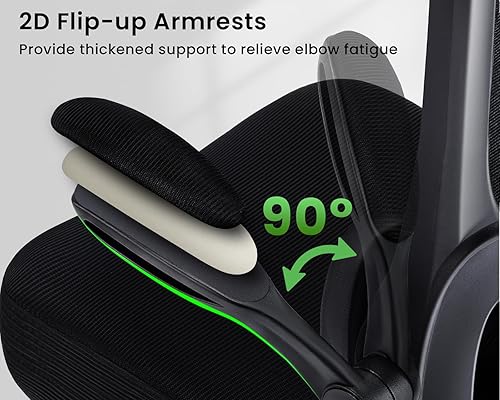 Miniatura 7 de Silla de oficina ergonómica, cómoda silla de escritorio con soporte lumbar ajustable, silla de computadora de malla con ruedas, reposabrazos