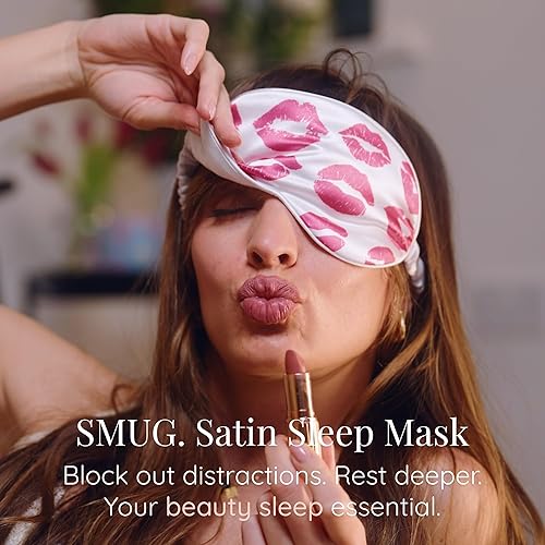 Miniatura 6 de SMUG Máscara de satén para dormir y máscara de ojos, súper suave, sueño suave, saludable y profundo, reduce la apariencia de arrugas y ojeras,