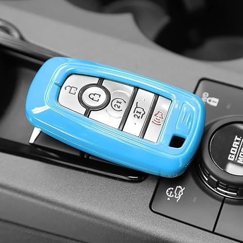 Miniatura 6 de RAZPOY Funda para llavero, protector compatible con Ford F-150 Explorer 2018-2023 y Ford Bronco & Bronco Sport 2021-2023, azul claro