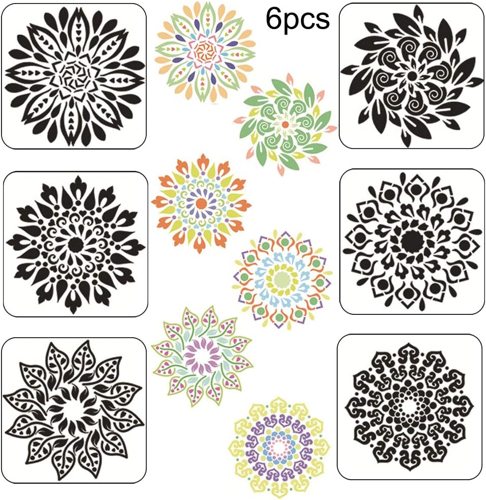 Mandala Dotting Tools Reusable Mandala Painting Stencils Template DIY Scrapbooking Craft Rocks Stone Wall Art Wood Furniture (style2)