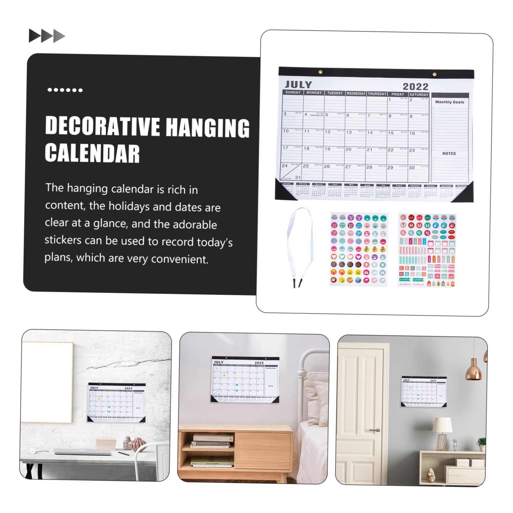 VILLCASE 3stücke Englischer Wandkalender Multifunktionaler Hängender Kalender Für Büro Und Zuhause Praktischer Monatskalender Mit Klarer Druckqualität Und Aufkleber Planung