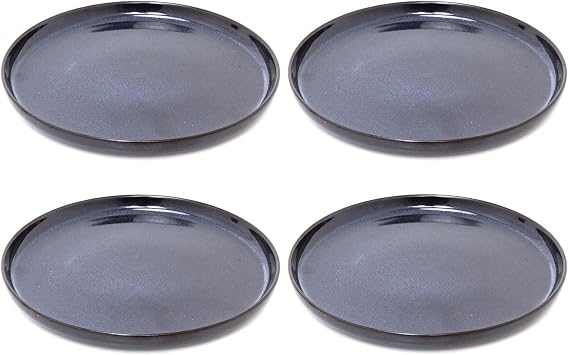 Carousel Home Set of 4 Blue Reactive Glaze Stoneware Plates | Blue Ceramic Side Plates | Microwave & Dishwasher Safe Dinnerware - 21cm