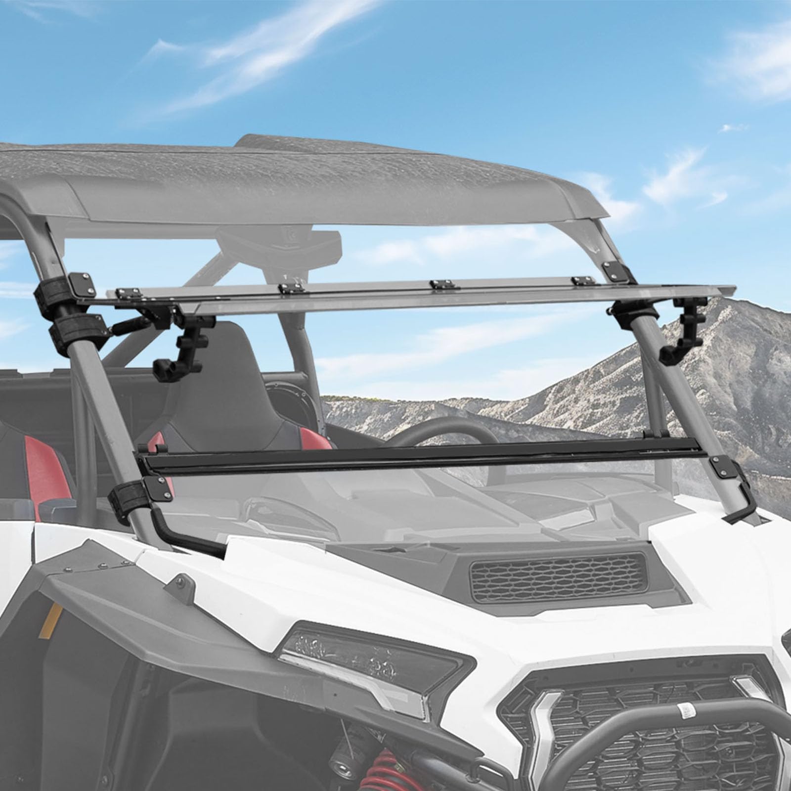 Front Filp Windshield for 2024 2025 Polaris RZR XP 1000 Accessories, Clear Hard Coated Polycarbonate Adjustment Windscreen Window