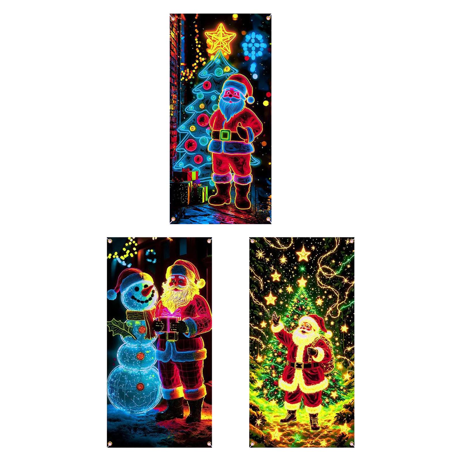 Rideau de porte de Noël lumineux brillant décorations de vacances maison en tissu