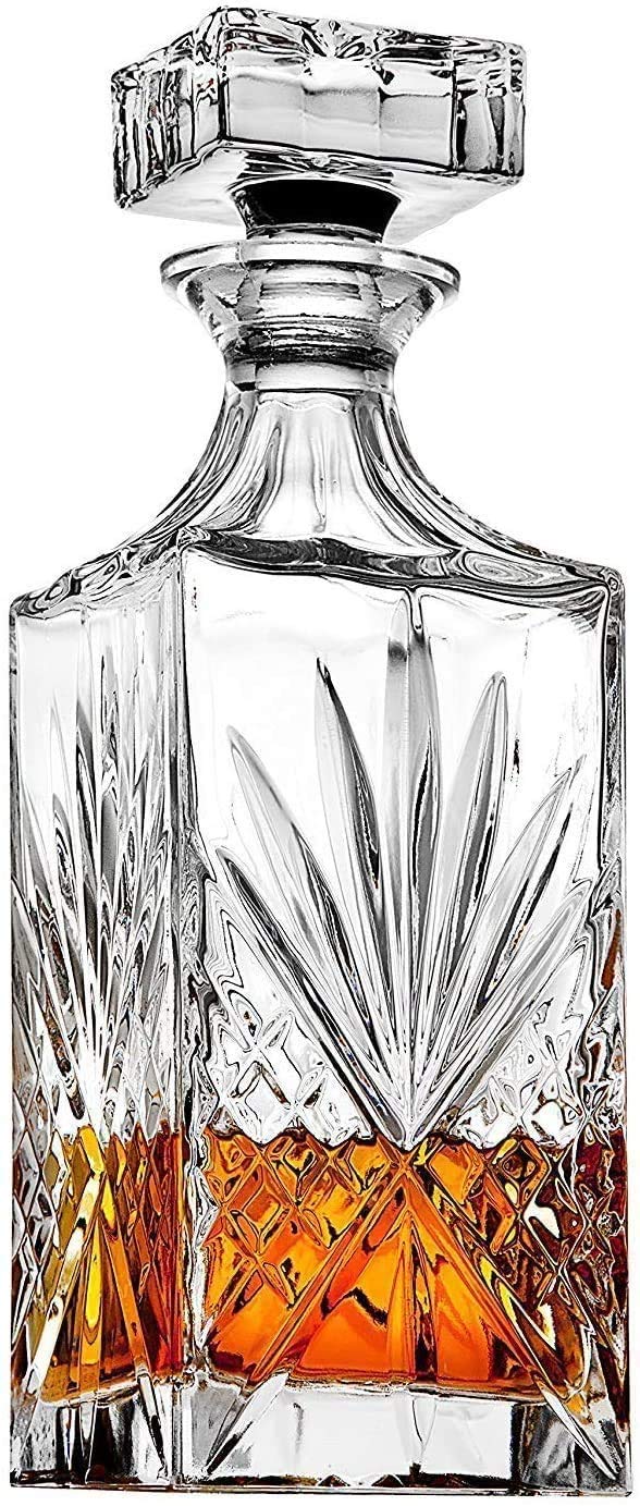 James Scott Crystal Whiskey Decanter and 4 Glasses