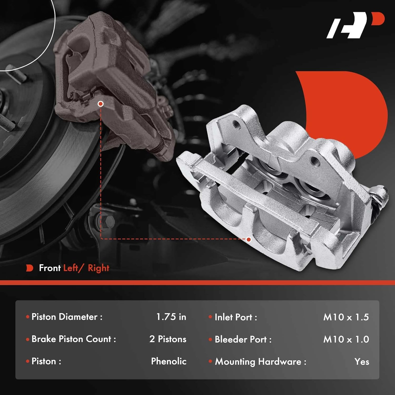A-Premium Disc Brake Caliper Assembly with Bracket Compatible with Select Dodge Models - Charger 2014/2017-2020, 3.6L/5.7L - Front Driver or Passenger
