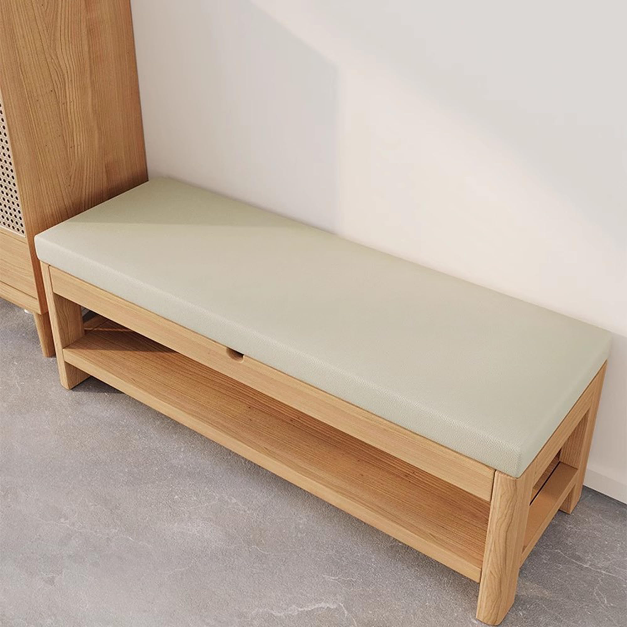 Cojín de cuero antideslizante para silla de comedor con cierre de cremallera, para el hogar, cocina, muebles de interior (200 x 35 x 5 cm), funda de asiento cómoda y elegante