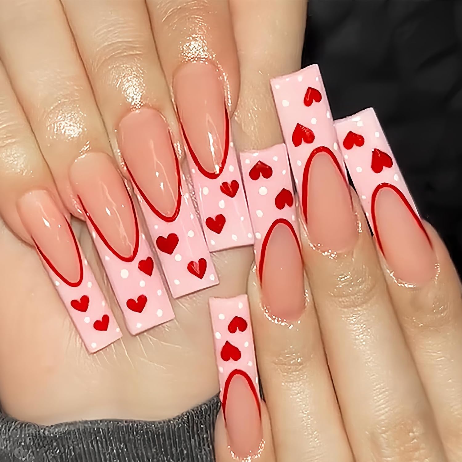 Glossy Full Cover Press On Nails - Cute Pink French Tips