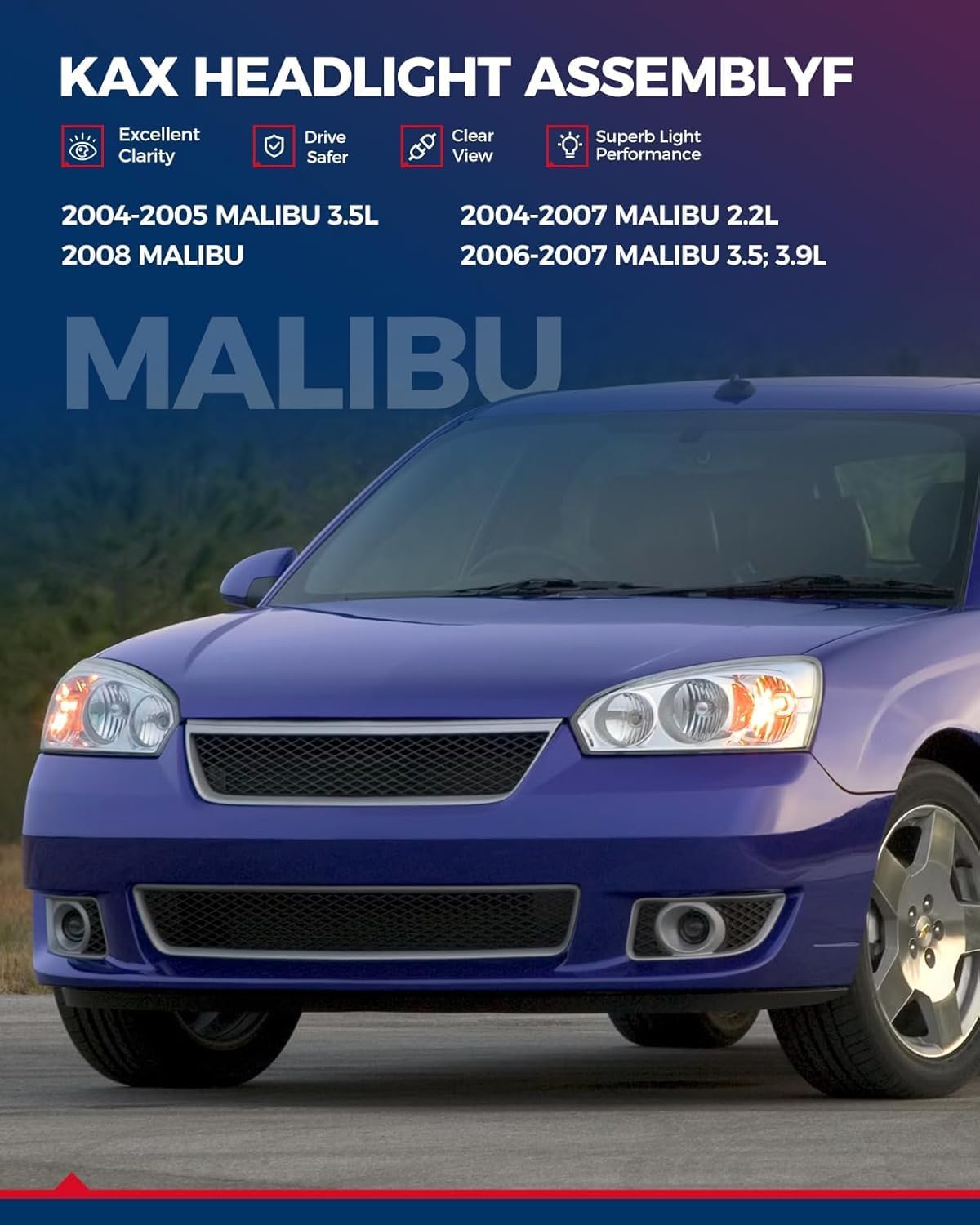 Headlights compatible with 2004-2008 Chevy Malibu