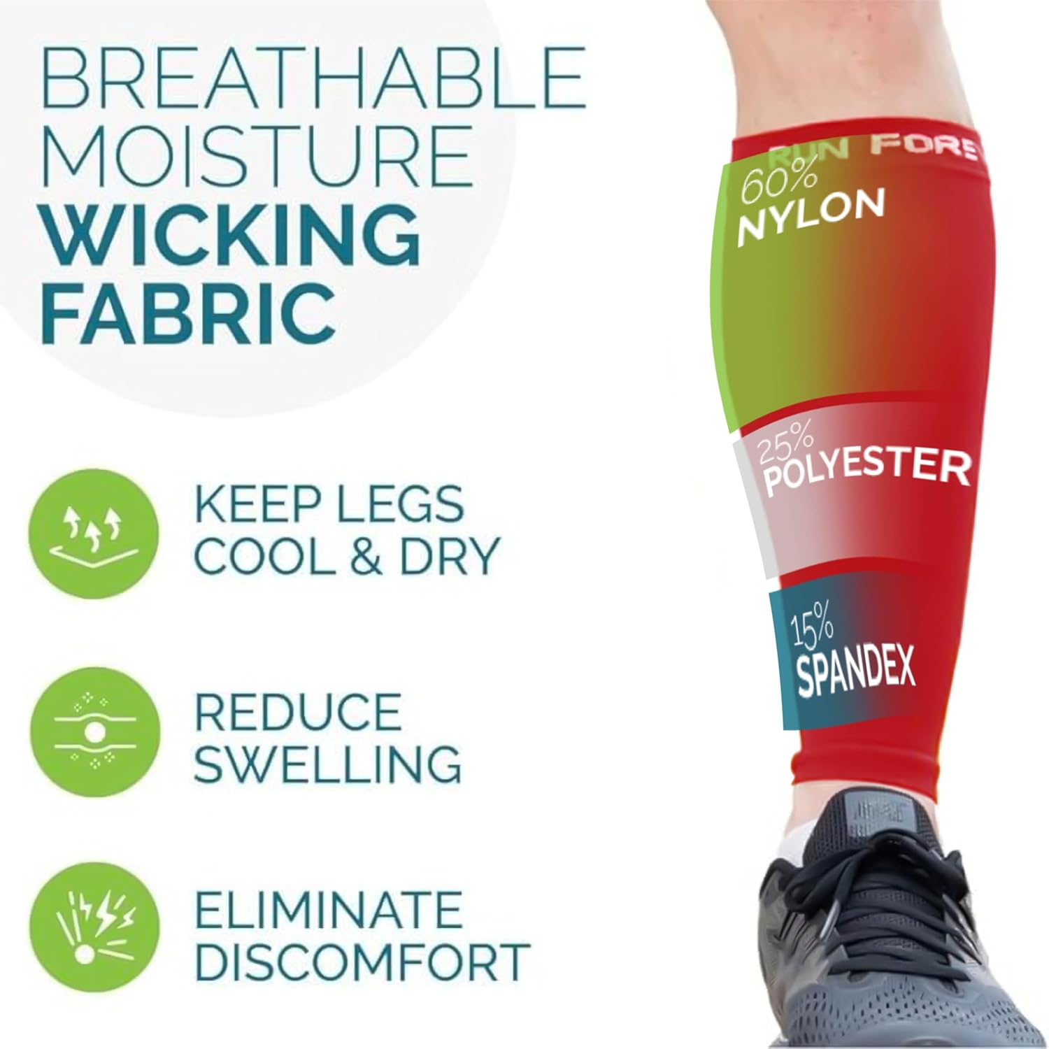 Run Forever Calf Compression Sleeves for Men and Women - Leg Compression Sleeve - Footless Compression Socks for runners - Image 5