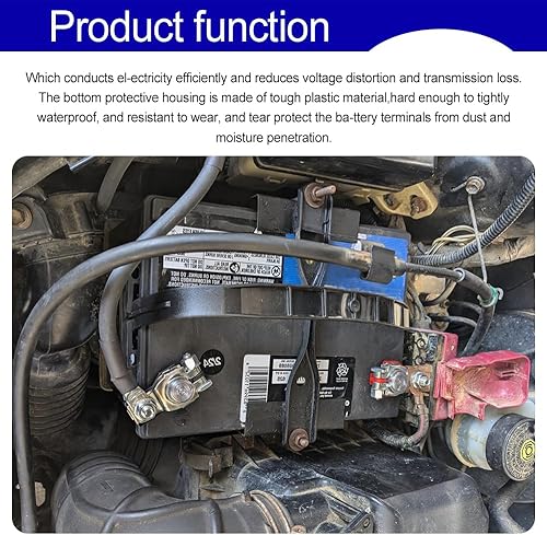 Miniatura 3 de 2 conectores de terminal de batería, terminales de batería de automóvil, terminal de cable de batería positivo y negativo con cubiertas de plástico,