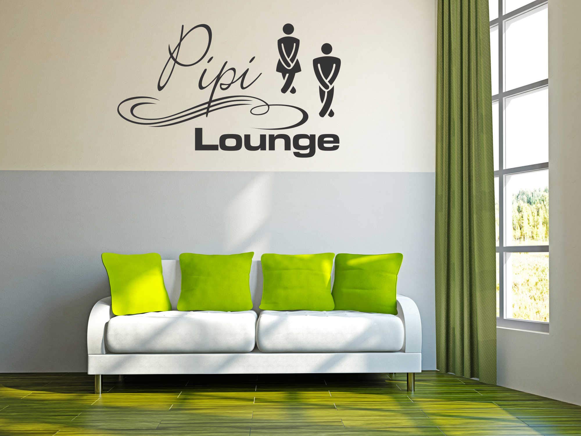 A025 Tür-/Wandtattoo 'Pipi Lounge' – Schwarz, 50x29cm, Selbstklebend & Rückstandslos Entfernbar