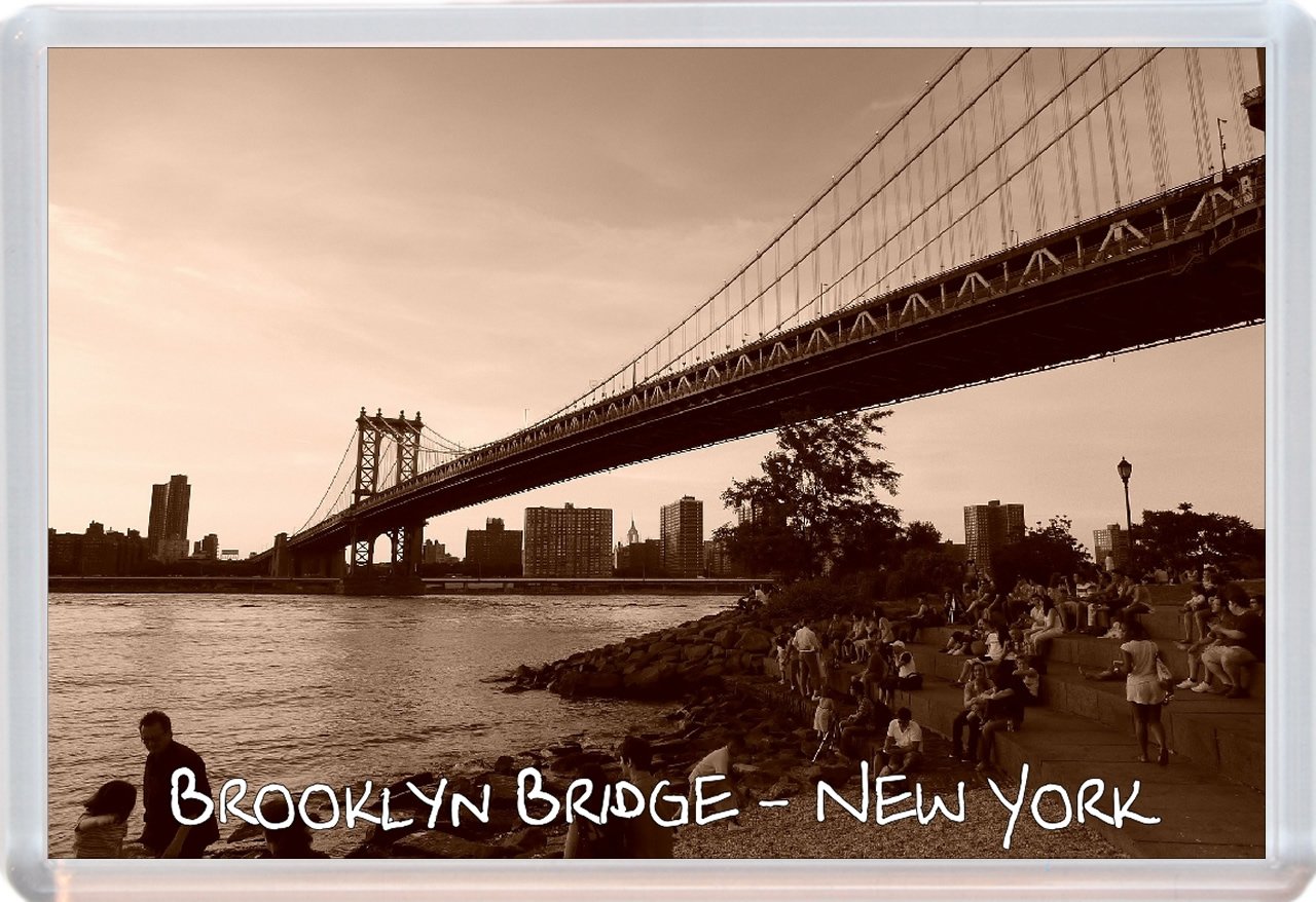 Baked Bean Store Multicolor Brooklyn Bridge - New York - 96 X 67Mm Jumbo Fridge Magnet