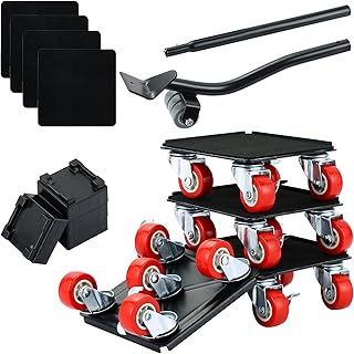 Furniture Dolly Set 5 x 360° Wheels | Heavy Duty Furniture Movers Carbon Steel Panel, Includes Lifter Jacks Gliders Sliders, Furniture Lifter for Moving Large Items Sofa Refrigerator