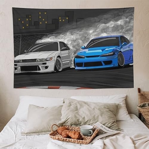 Miniatura 7 de QLAZO Drifting S13 y S15 Jdm - Tapiz para colgar en la pared, cortina para colgar en la pared, decoración de dormitorio, hogar, sala de estar, tapiz