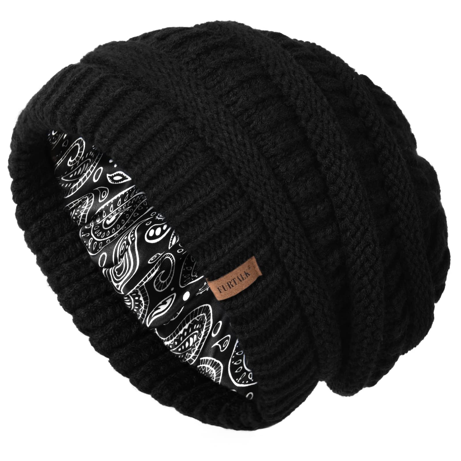 FURTALK Muts beanie voor heren en dames, katoen, zomermuts, stijlvol, licht, ademend, hardlopen, slapen, chemo-hoofddeksel, zwart, donkergrijs, marineblauw, One size