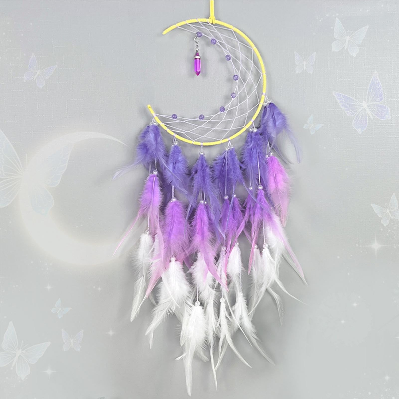 Acchiappasogni Luna Boho Con Luci LED - Decorazione Parete Mano, Regalo Per Camera Letto - Foto 8