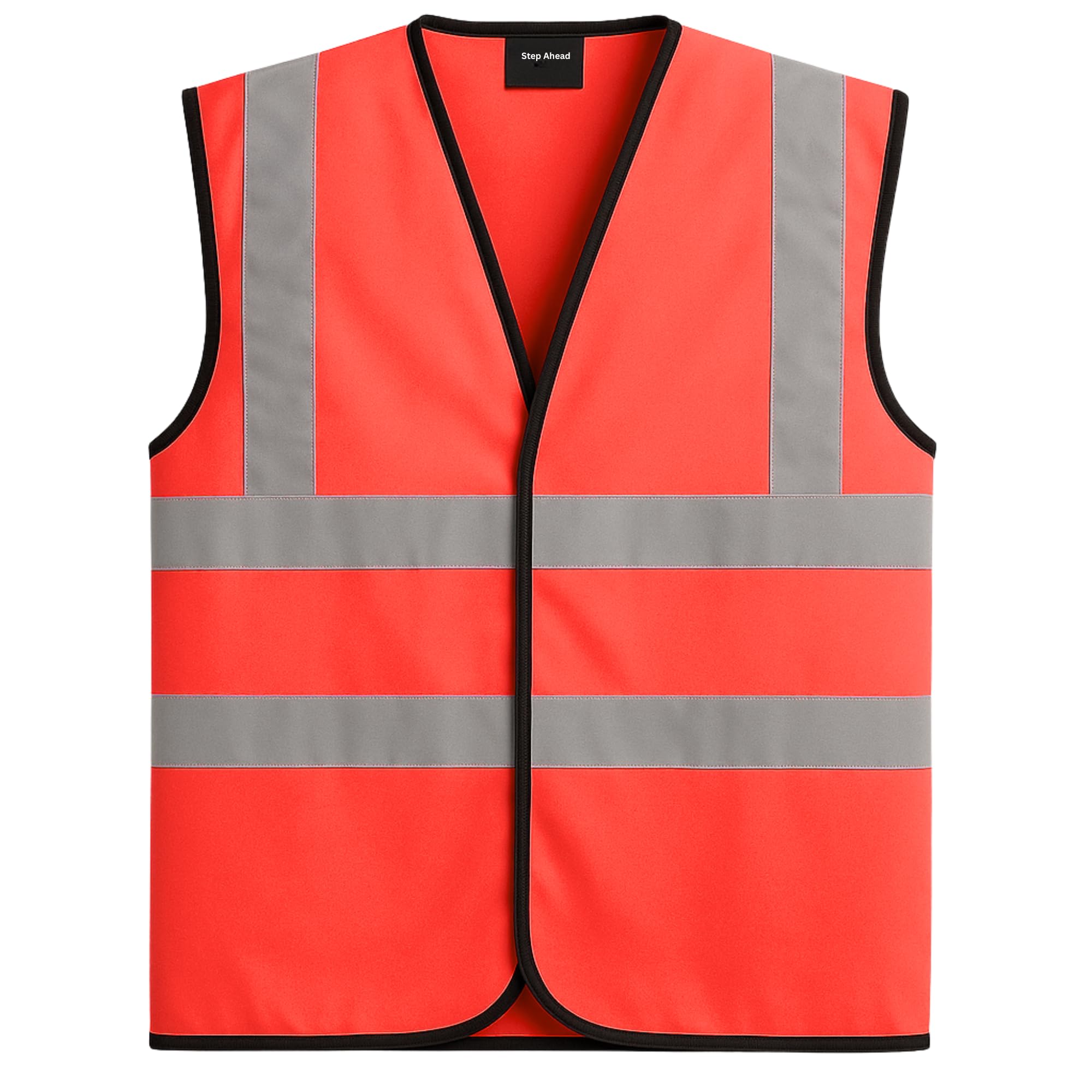 Step Ahead Hi Vis Vest Hi Viz High Visibility Reflective Safety Vest Security Waistcoat Pink, Red, Green, Blue, Black, Navy (as8, alpha, m, regular, regular, Red)