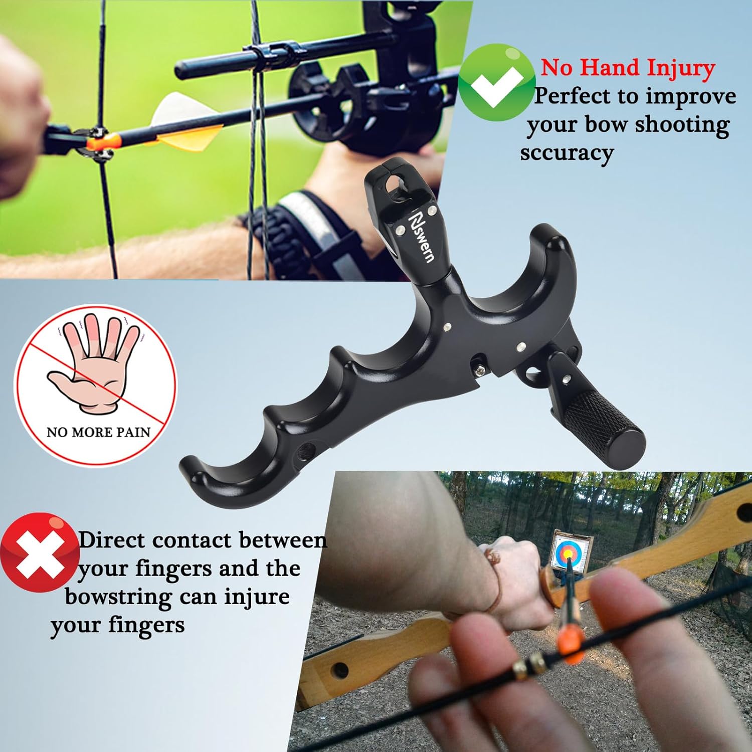 Bow Release Thumb Archery 4 Finger Release-Bow Trigger 360° Rotatable Thumb Release for Compound Bow
