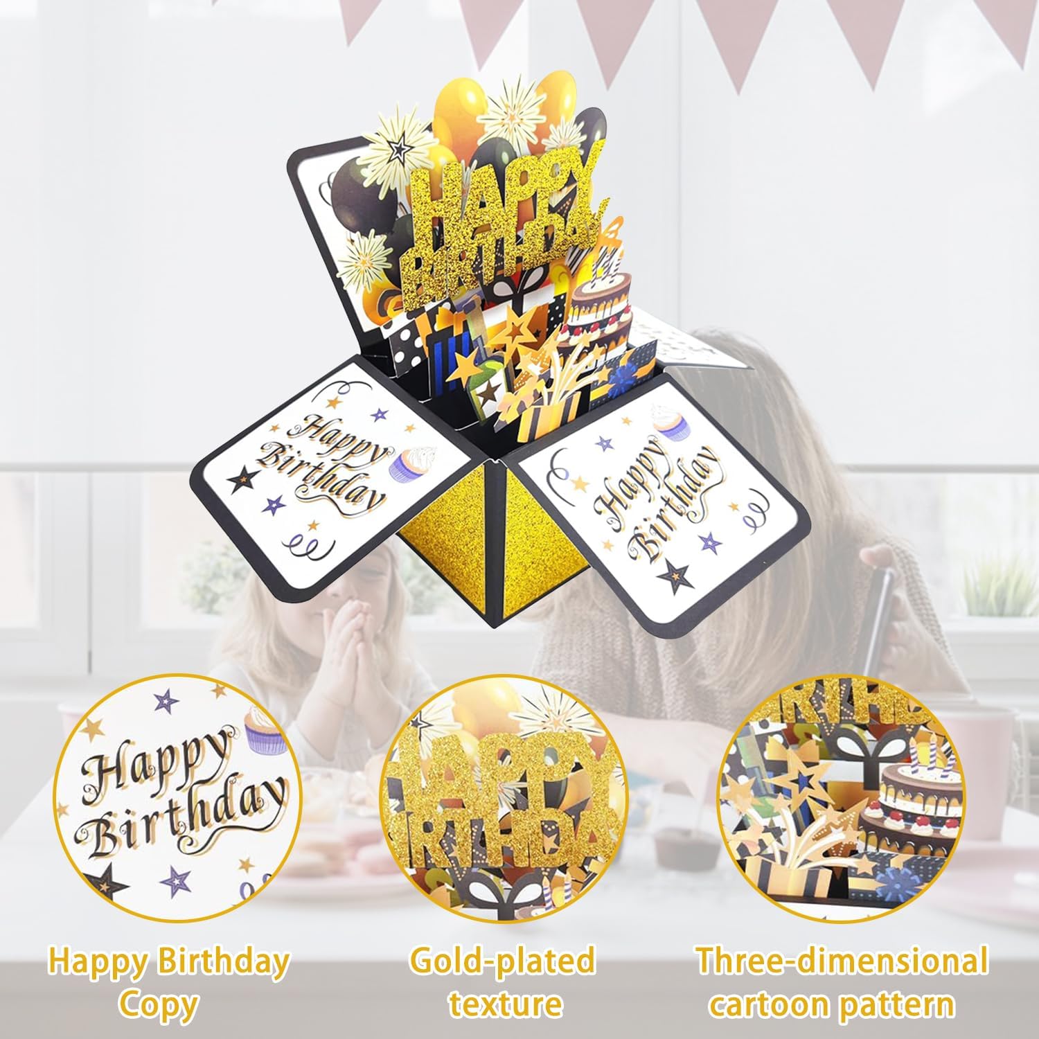 Pop Up 3D Birthday Card,Blank Greeting Card with Envelope, Birthday Gift for Him Dad Husband Son Women Kids Her - Image 2