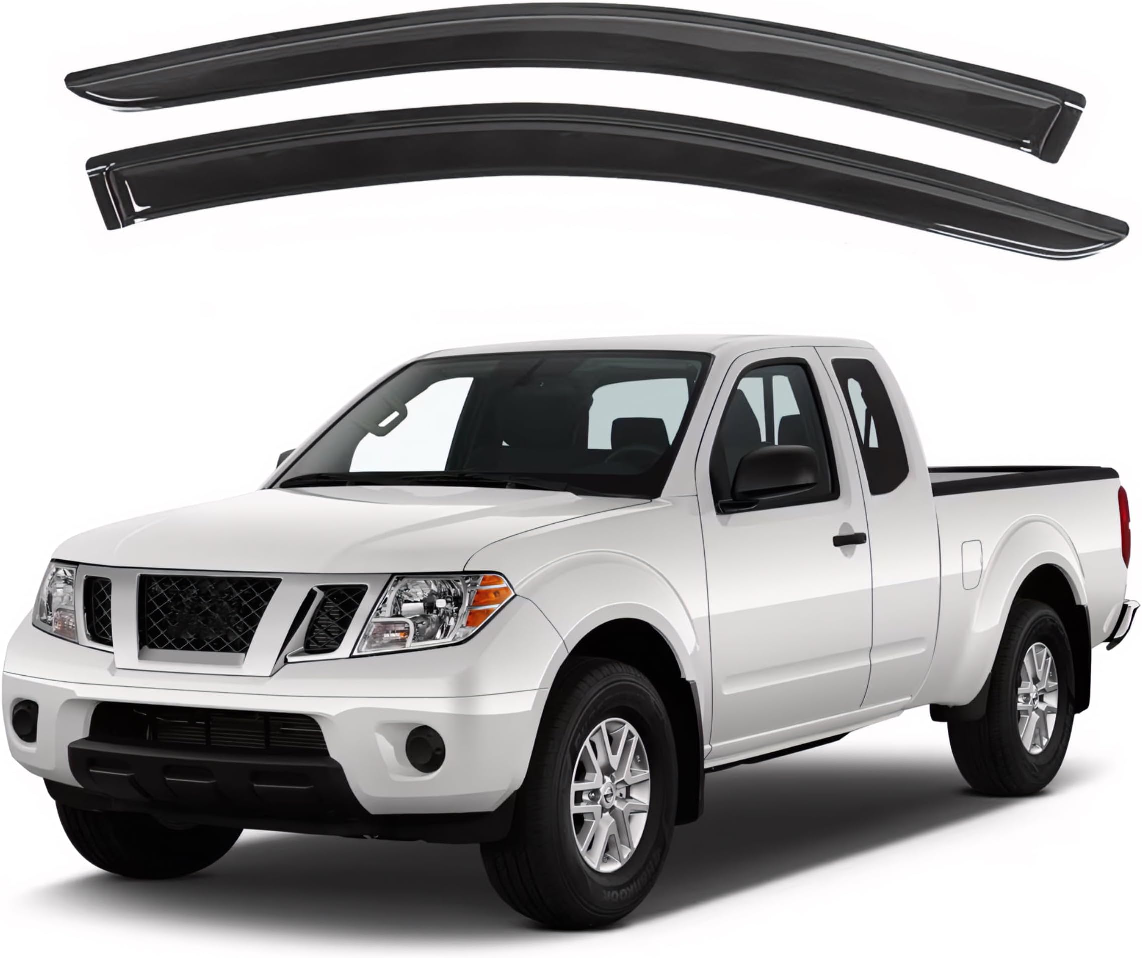 IG Window Visor for Nissan Frontier King Cab 2005-2020, Rain Guard Tape-On Side Vent Window Deflector, 2006 2007 2008 2009 2010 2011 2012 2013 2014 2015 2016 2017 2018 2019 (King Cab)