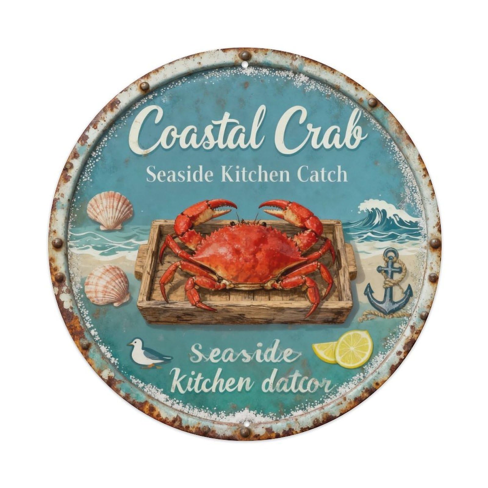 Coastal Crab Metal Tin Sign Plaque