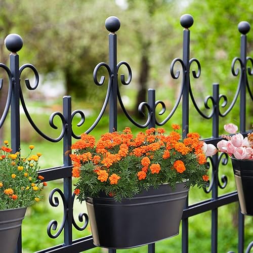 Miniatura 2 de Paquete de 4 macetas colgantes de hierro de metal para plantas al aire libre, macetas colgantes de valla de 11 pulgadas, cajas de ventana estilo