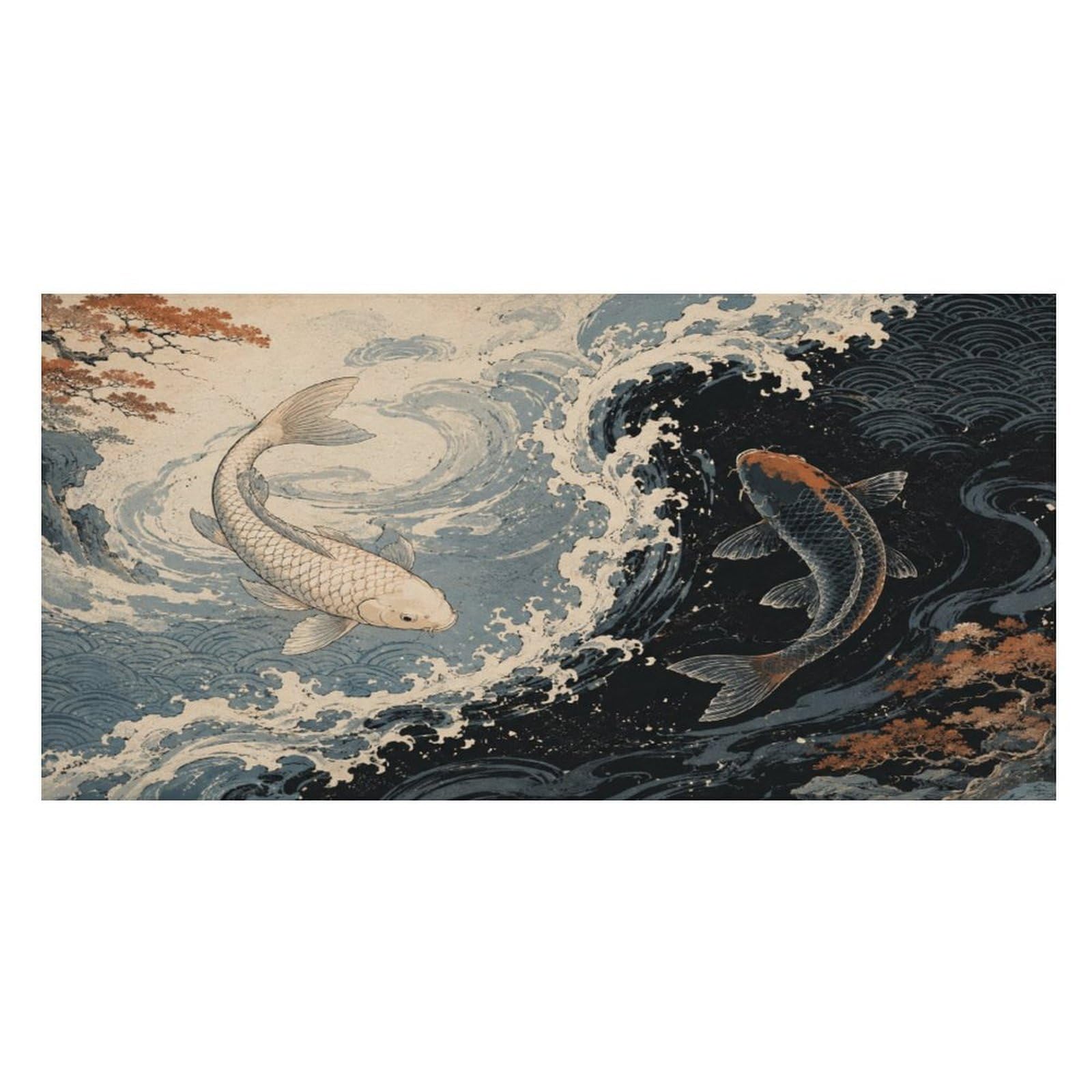 Anceky Yin Yang Koi Fish Wave Oversized Beach Towel Quick Dry Sand Free Microfiber Travel Towel Lightweight Multi Purpose Beach Blanket Pool Gym Bath Towel 63x31 in