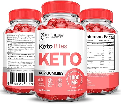 Miniatura 6 de Justified Laboratories Keto Bites Keto ACV Gomitas 1000 mg veganas sin OMG con jugo de granada remolacha B12 60 gomitas