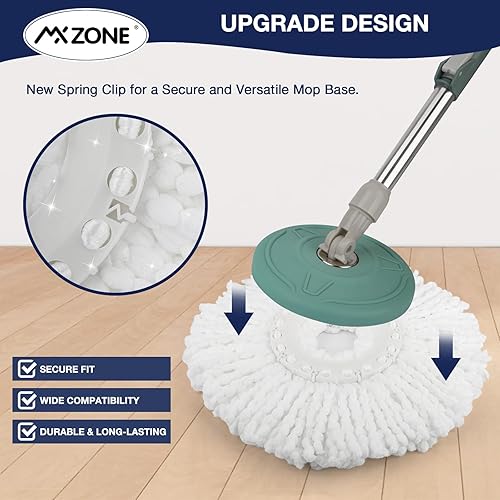 Miniatura 18 de Cabezal de repuesto para trapeador giratorio, paquete de 5 repuestos de trapeador mágico para sistemas Hurricane 360°, cabezal de trapeador