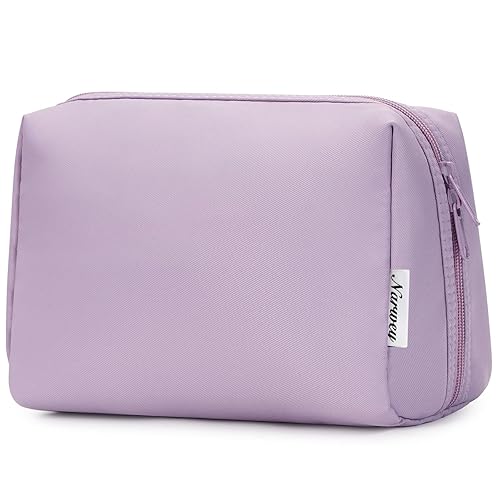 Miniatura 1 de Bolsa de maquillaje grande con cremallera, organizador de cosméticos de viaje para mujeres (grande, morado)