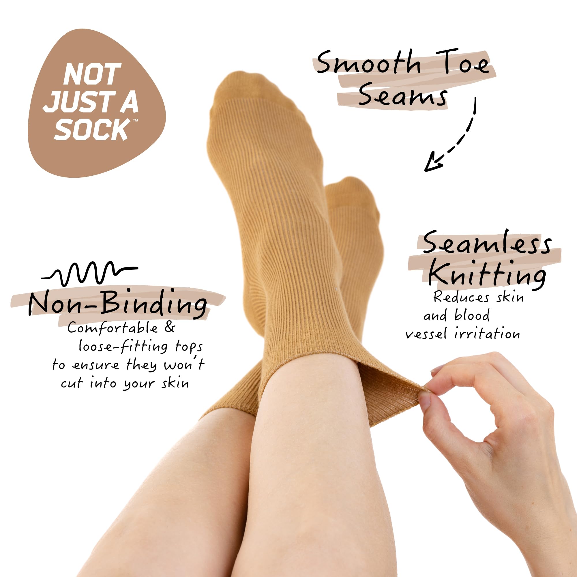 Not Just a Sock, Diabetic Socks for Men, One Size Fits All, Seamless Socks for Women - Image 3