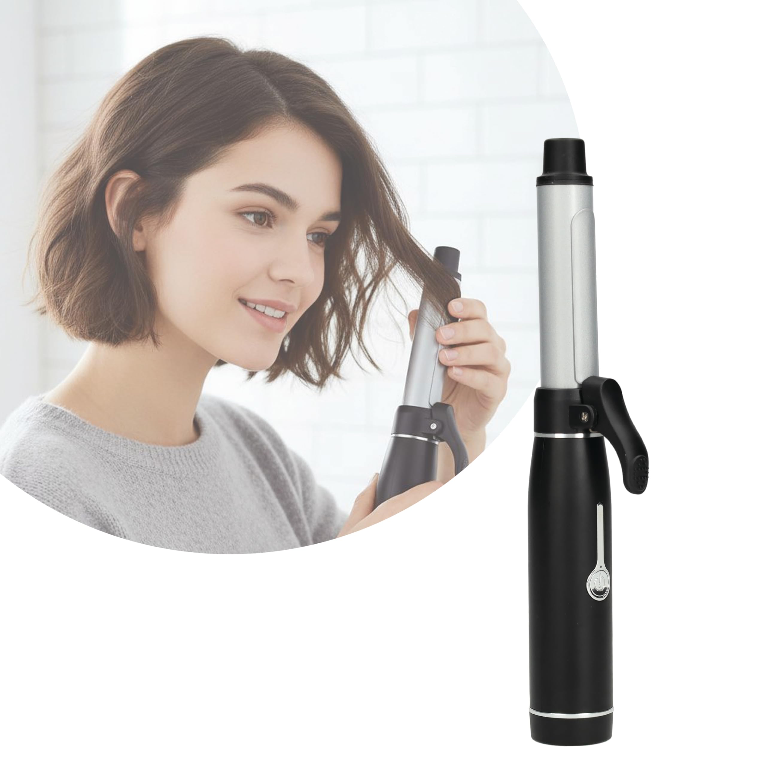 mini Boucleur à cheveux Sans Fil | Fer à Boucler | Fer à friser de voyage | 2 Niveaux de Temperature 160°C-180°C | Boucler Rechargeable USB-C | 20.2x4.8x2.9cm | Noir