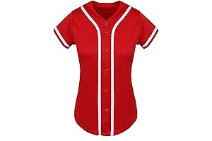 Women's Red Baseball Jersey: Sporty Sophistication